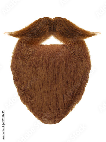 Cuadro en lienzo Red beard with curly mustache isolated on white
