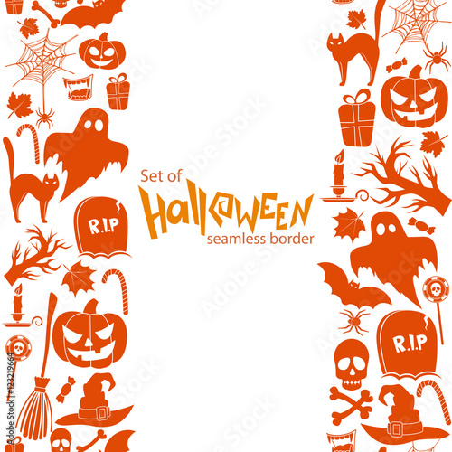 Vertical seamless borders of Halloween icons