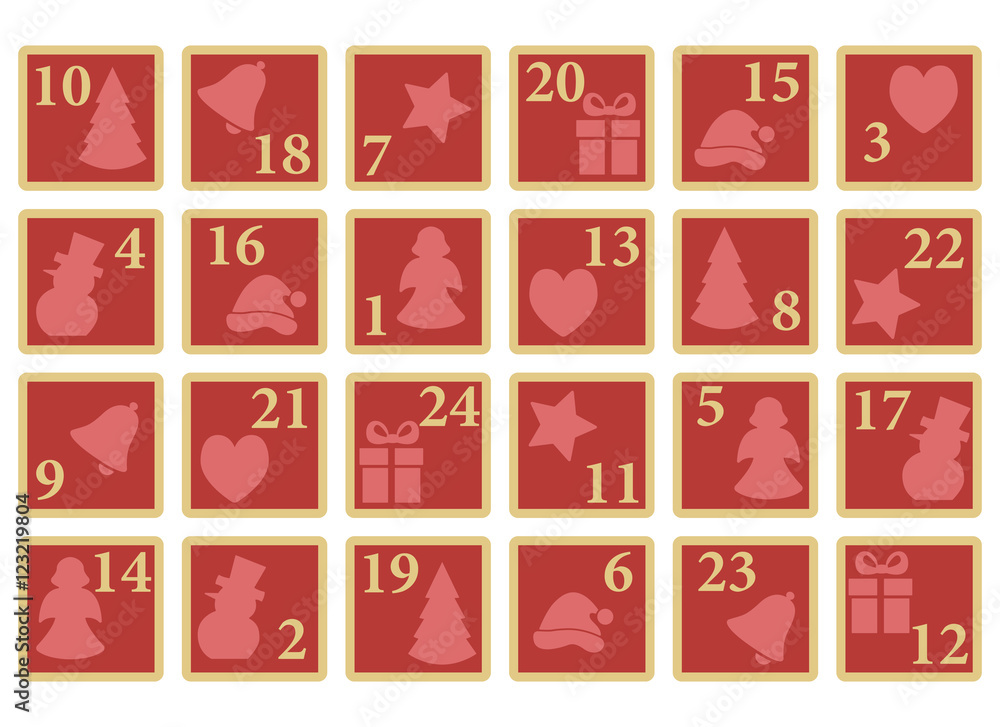 Adventskalender mit Türchen (Gold) Stock-Vektorgrafik | Adobe Stock
