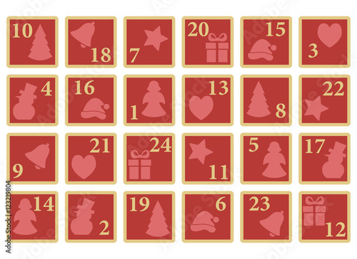 Adventskalender mit Türchen (Gold)