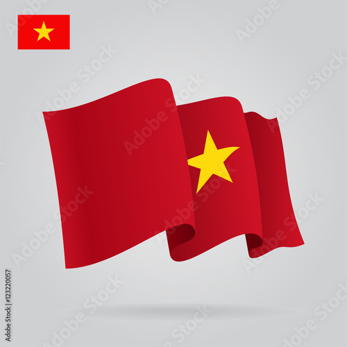 Vietnamese waving Flag. Vector illustration.