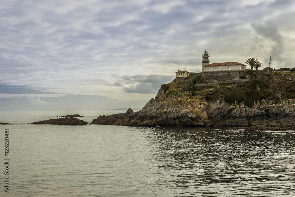 Lighthouse in the cliff in Asturias, Spain