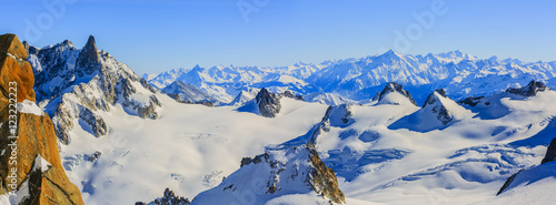 Fototapeta Mont Blanc and Chamonix, view from Aiguille du Midi