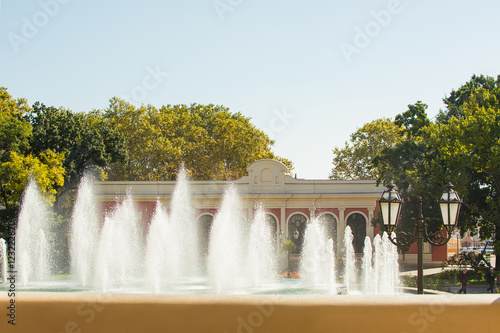 city landscape, fountain