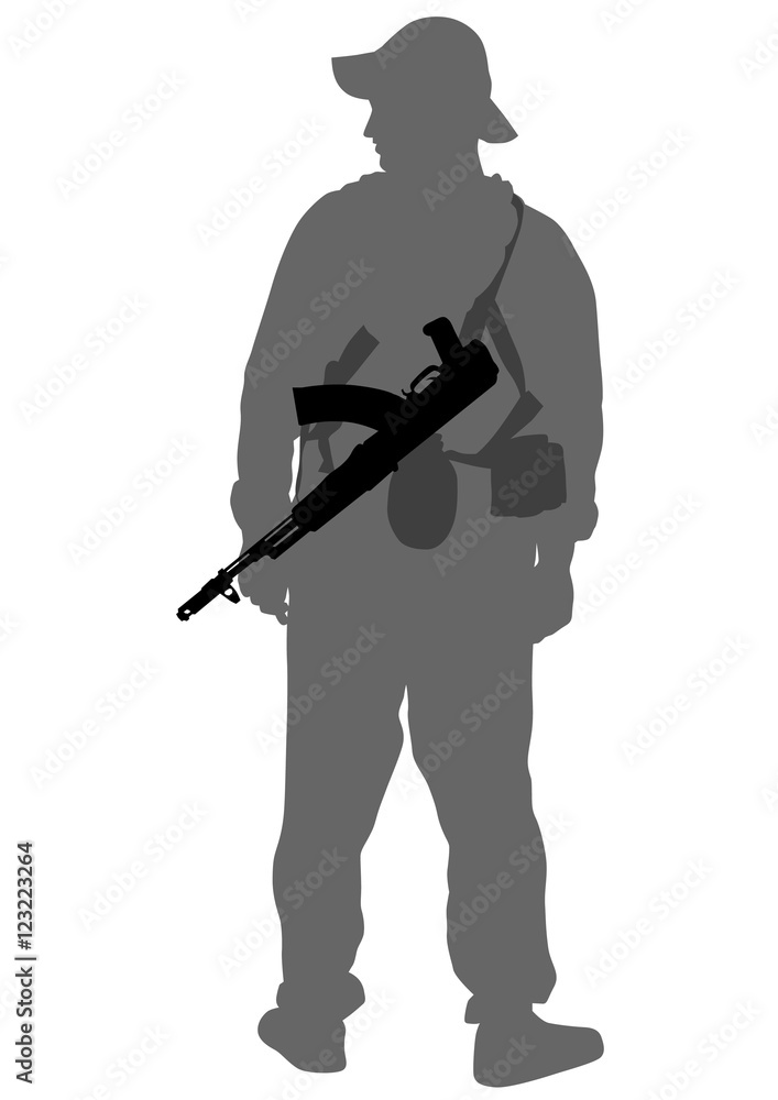 Modern soldiers in uniform on a white background Modern soldiers in uniform on a white background