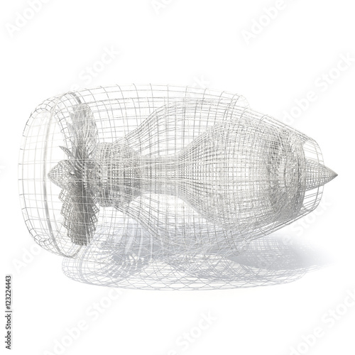 фотографія Grid jet engine isolated on white with shadow. 3d rendering