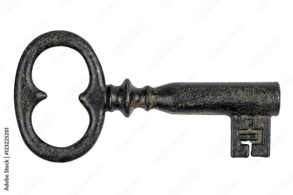 Single old key isolated on white background Single old key isolated on white background