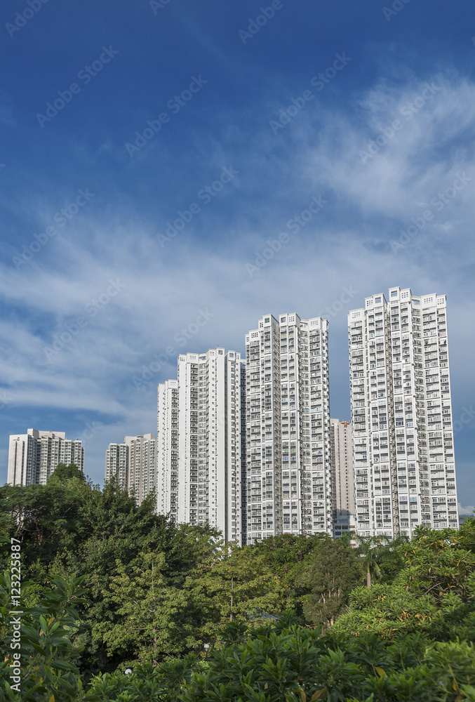 Highrise residential building in Hong Kong city