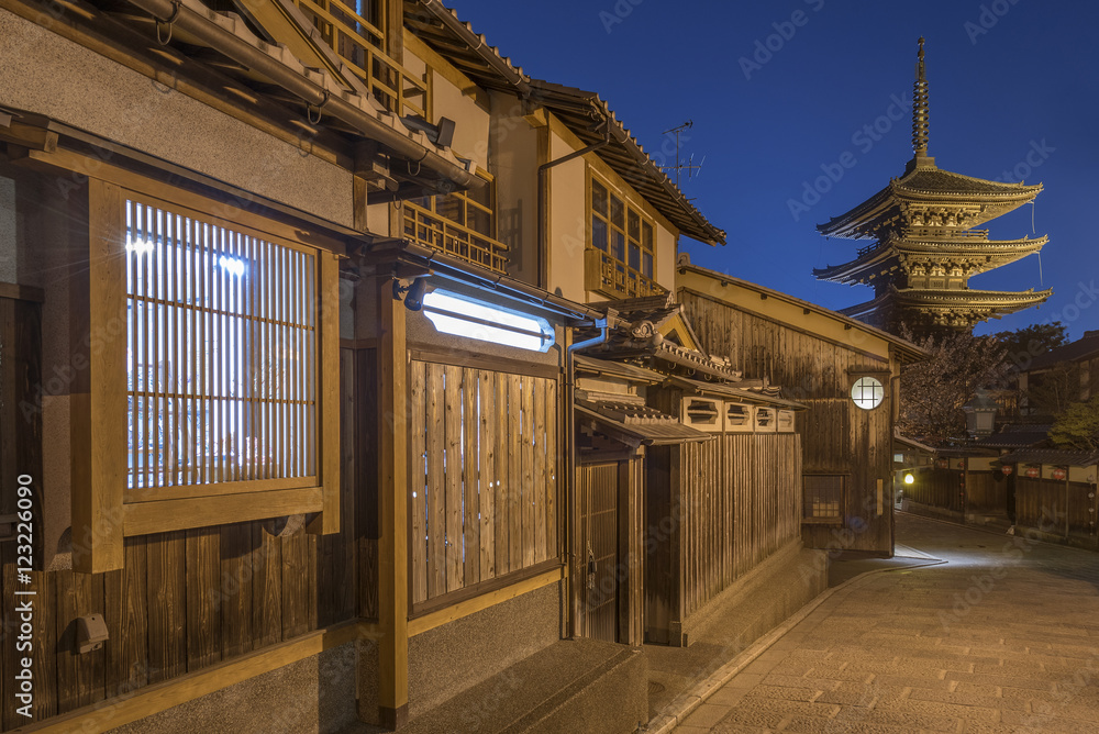 Old street and Yasaka pagoda in Kyoto, Japan