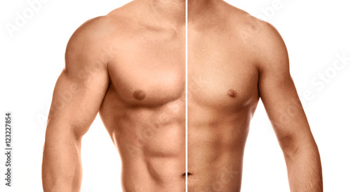 Comparison of bodybuilding progress photo