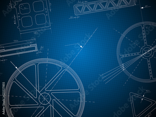 abstract blue print gear technology background