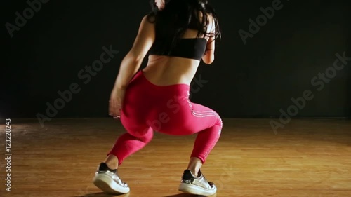 The girl brunette dancing TWERK.