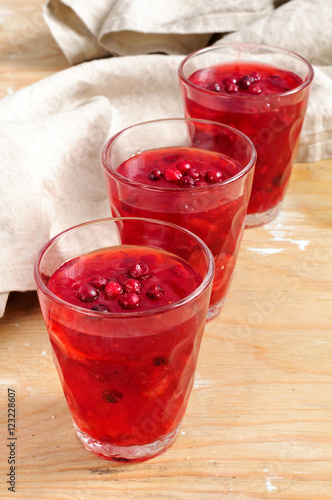 Berry jelly with cranberries and strawberries