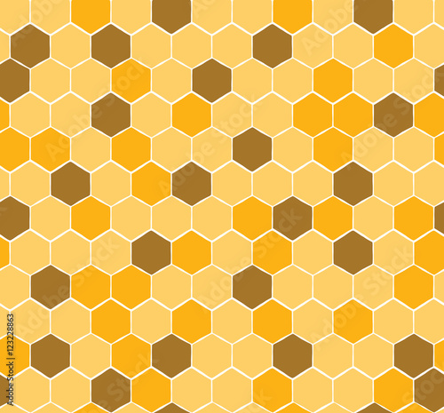 Fototapeta Naklejka Na Ścianę i Meble -  Seamless Honeycomb Pattern with yellow and gold honey