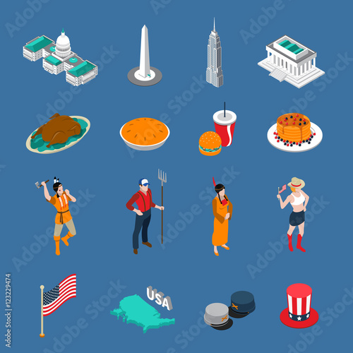USA Touristic Icons Set