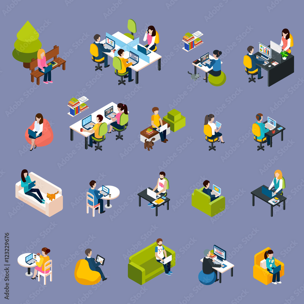 Coworking People Icons Set Coworking People Icons Set