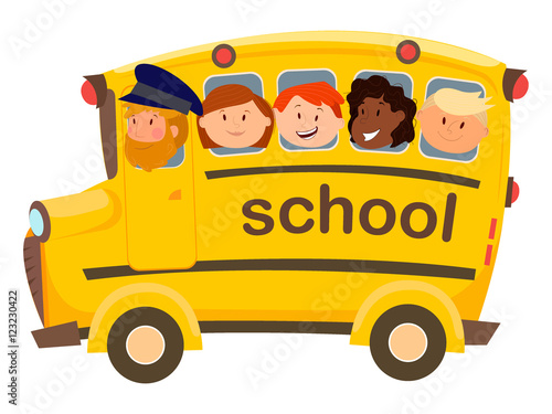 school bus , children , students , vector graphics