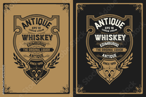 Whiskey label with old frame