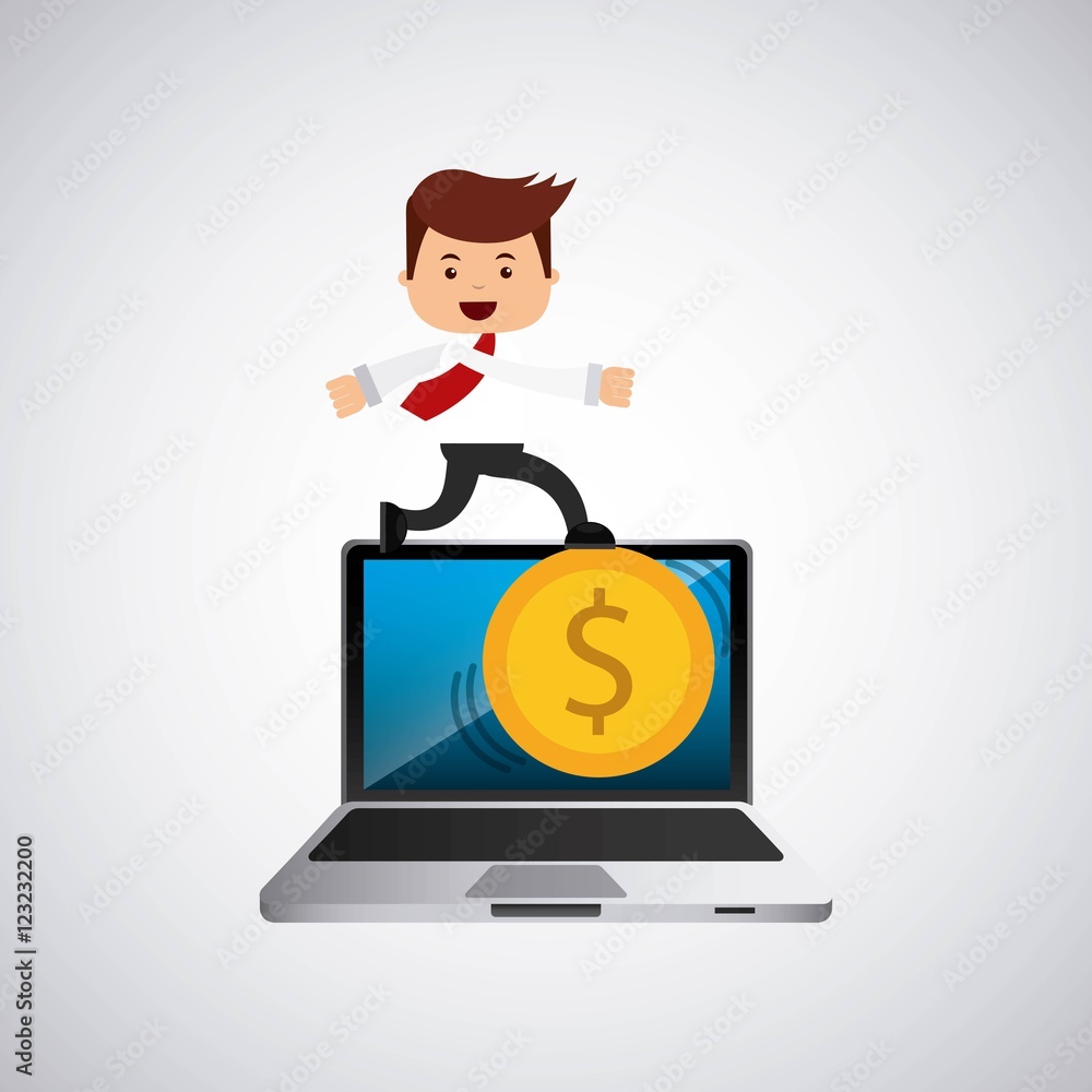 successful businessman with laptop icon vector illustration design successful businessman with laptop icon vector illustration design