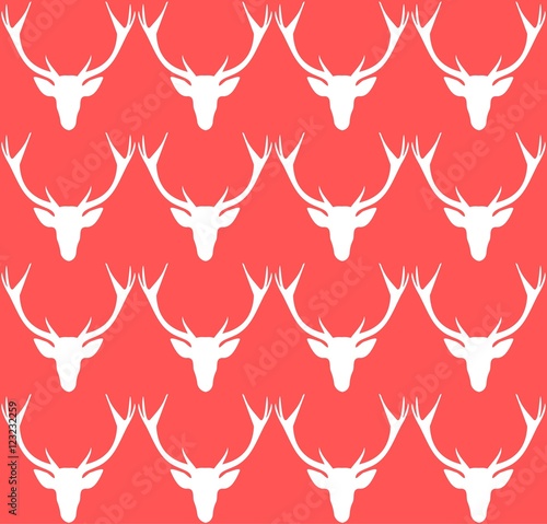 Christmas cartoon deer pattern. Original december background. Vector illustration.