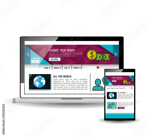 model website at device electronic vector illustration design