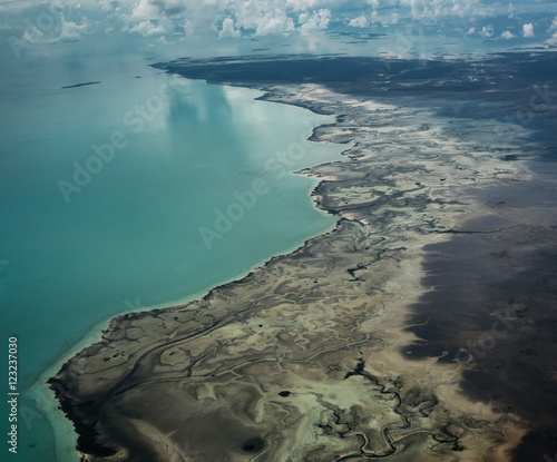 Aerial view of uninhabited Bahamas islands