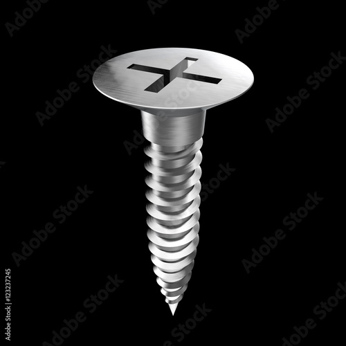 Metallic screw. 3D renderin...