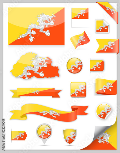 Bhutan Flag Set - Vector Collection