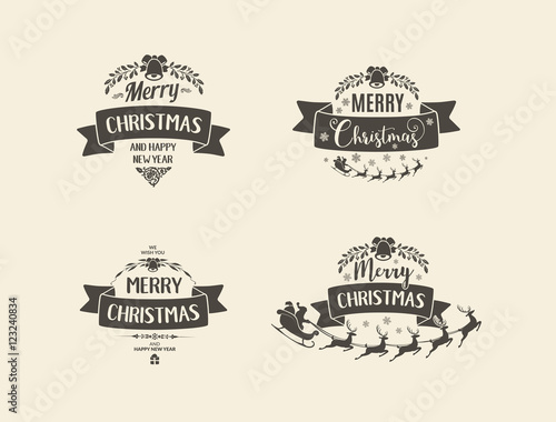 Merry Christmas lettering typography. Handwriting text design wi