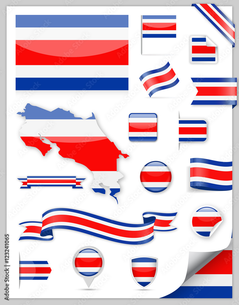 Costa Rica Flag Set - Vector Collection