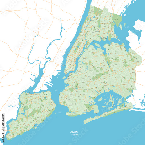 New York City Map Full - vector illustration