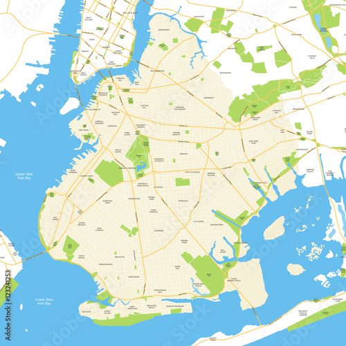 Brooklyn - New York City Map - vector illustration
