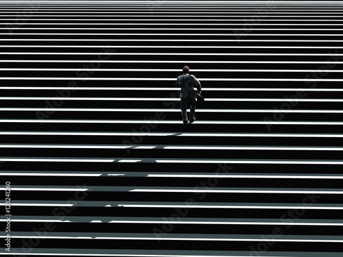 businessman running up the stairs,