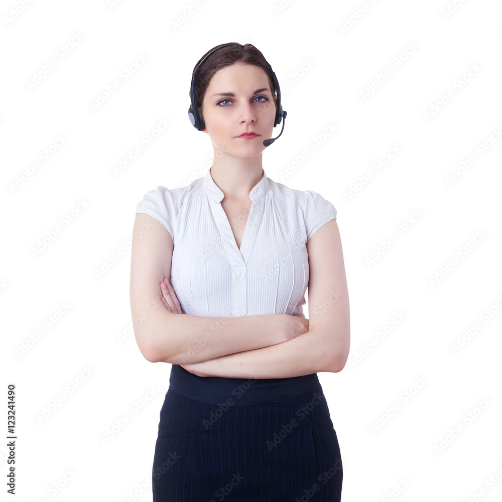 Businesswoman standing over white isolated background Businesswoman standing over white isolated background