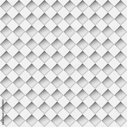 Seamless white notched diamond shapes vector pattern.