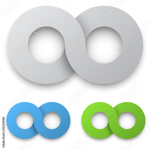 White 3D infinity sign with color variants