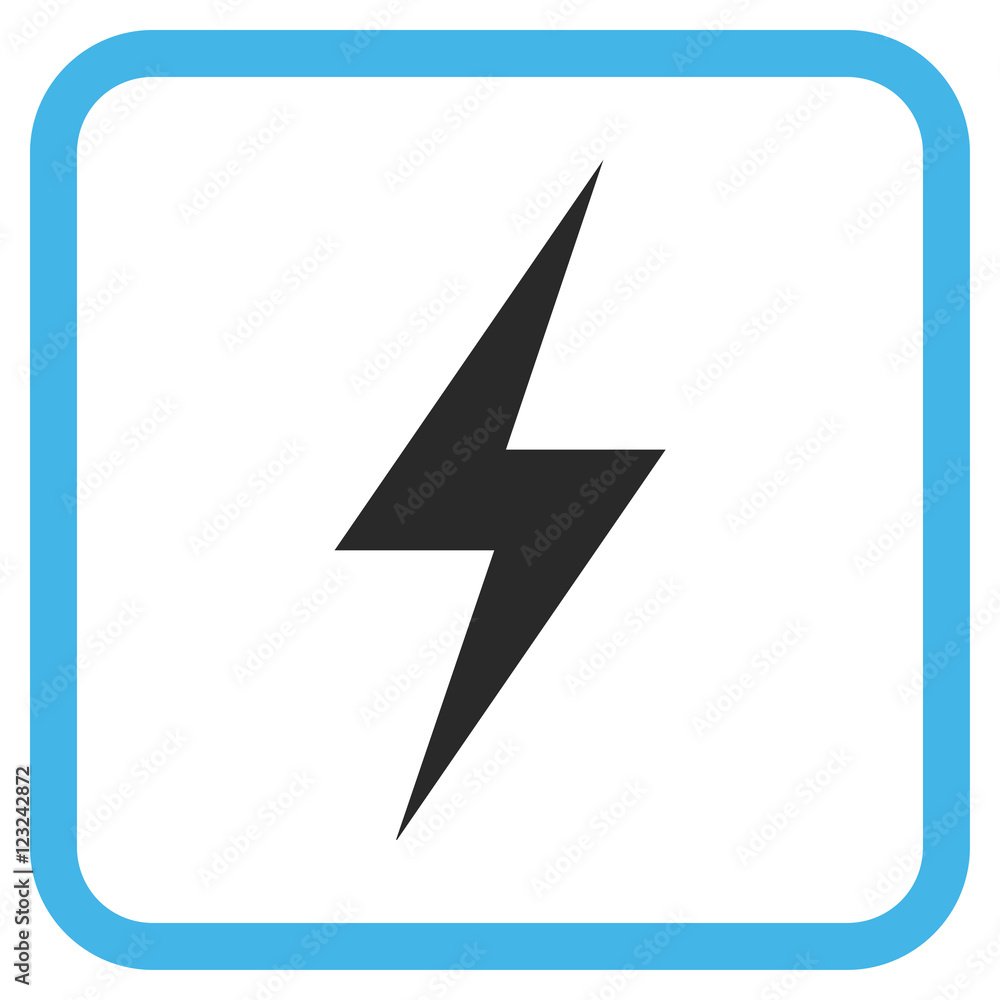 Electricity blue and gray vector icon. Image style is a flat pictograph symbol inside a rounded square frame on a white background. Electricity blue and gray vector icon. Image style is a flat pictograph symbol inside a rounded square frame on a white background.