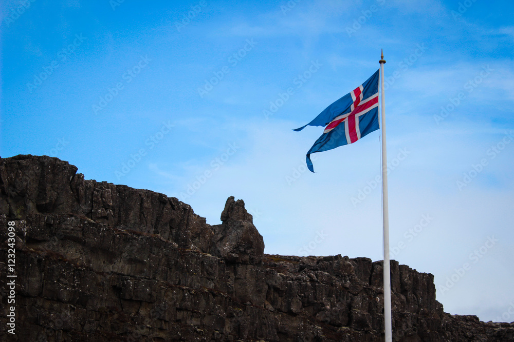 Icelandic flag at Þingvellir National Park