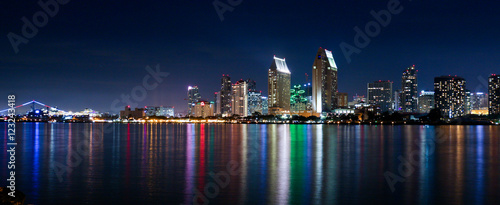 San Diego Night Skyline Panorama
