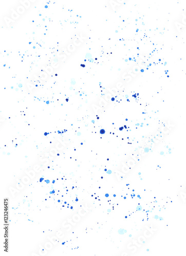 watercolor blue drops on the paper abstract grunge texture backgroud
