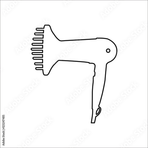 Barber Hair dryer sign line icon on background