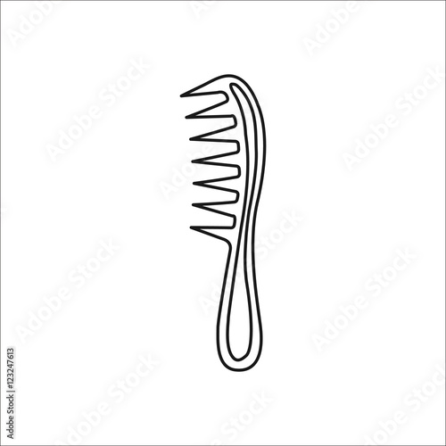 Barber hair comb sign line icon on background