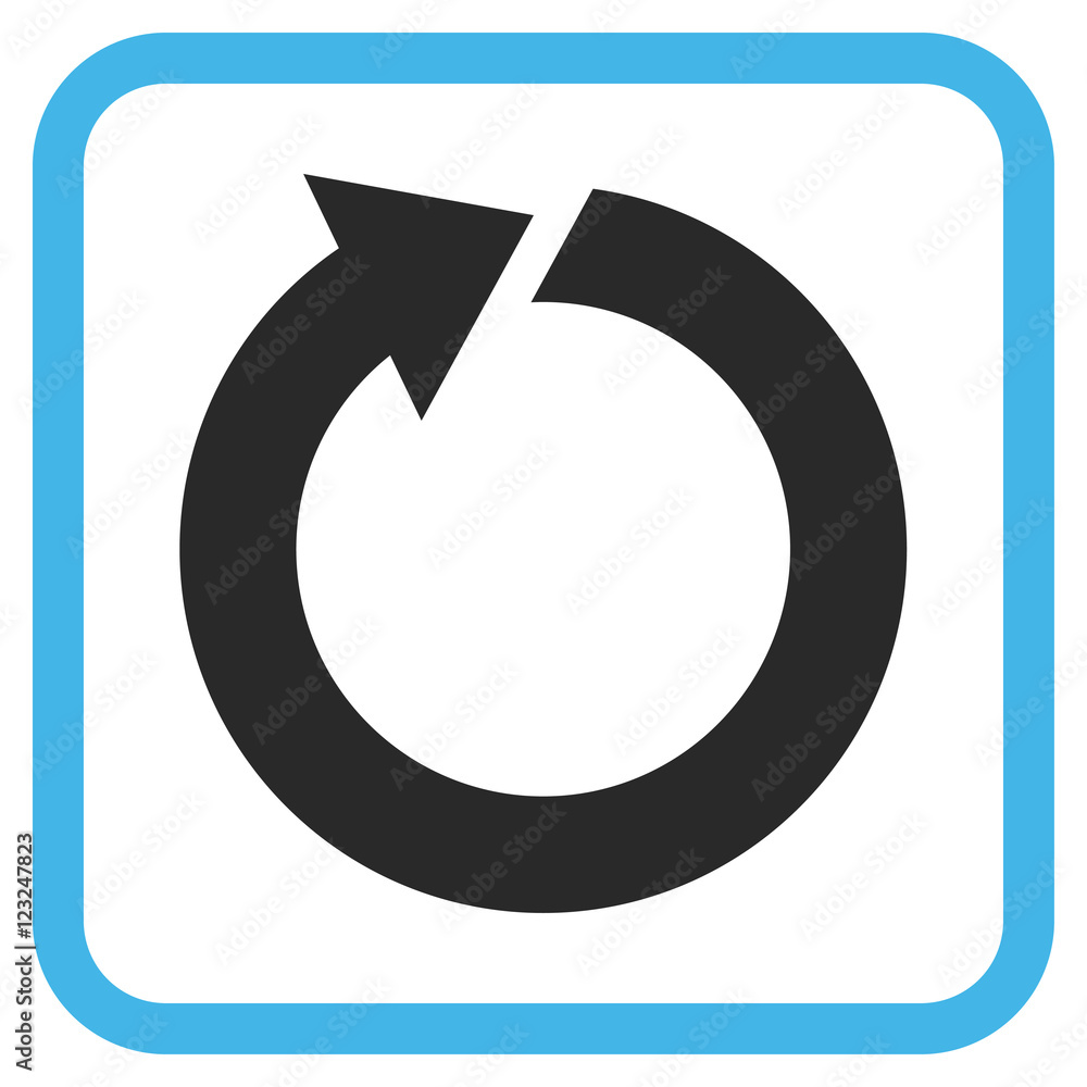 Rotate blue and gray vector icon. Image style is a flat icon symbol inside a rounded square frame on a white background. Rotate blue and gray vector icon. Image style is a flat icon symbol inside a rounded square frame on a white background.