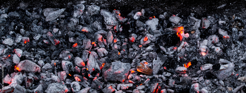 burning charcoal as background - obrazy, fototapety, plakaty 