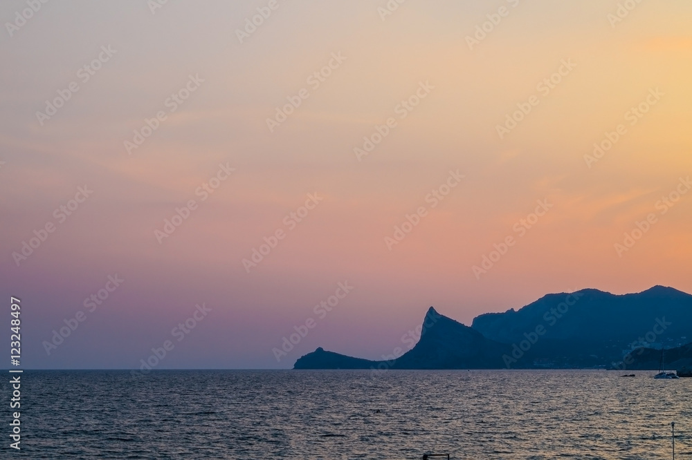 Sunset over the Crimean mountains