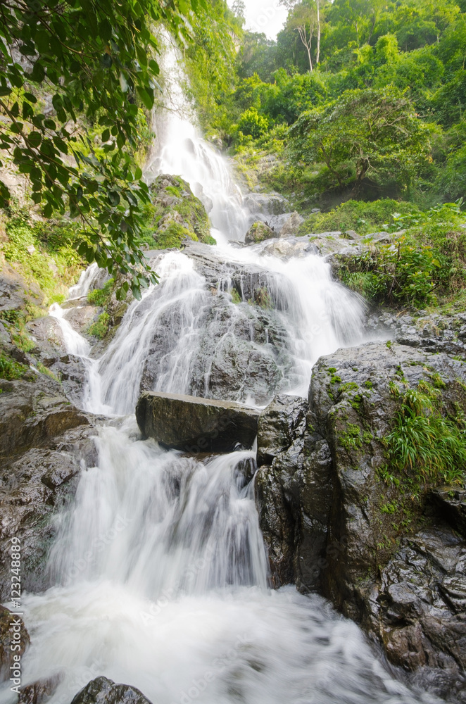 Waterfall in summer forest at  Cha Om, Kaeng Khoi District, Sara