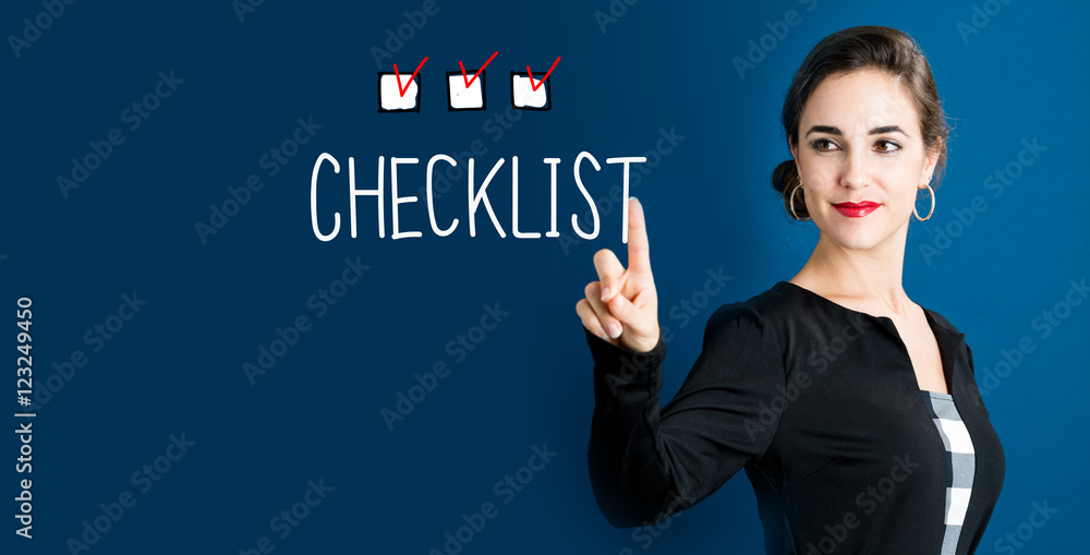 Checklist concept with business woman Checklist concept with business woman