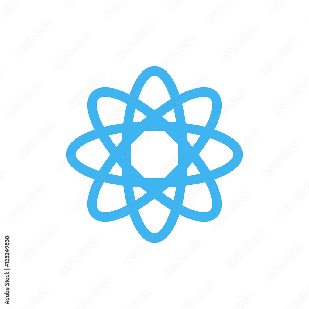Atom icon, isolated, white background Atom icon, isolated, white background