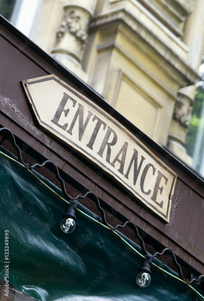 Entrance sign over restaurant roof Entrance sign over restaurant roof