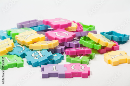 Colorful puzzle pieces.  Colorful puzzle pieces on a white background.